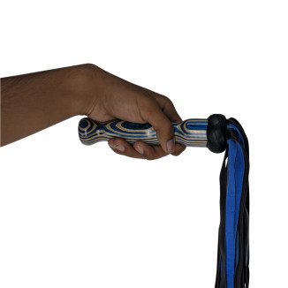 Blue & Black Leather Flogger – ESG-Crafted BDSM Gear | Ami‑Muha