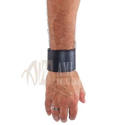 Wide Black Leather Wristband | Durable, Adjustable & Premium Quality | ami-muha