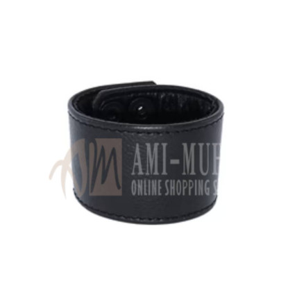 Wide Black Leather Wristband | Durable, Adjustable & Premium Quality | ami-muha