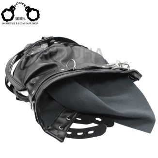 Black Leather Head Hood Cosplay Hood Masks Adjustable Halloween Soft Face Mask