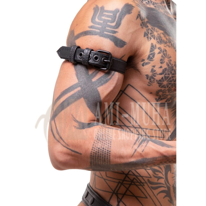 Combat Armbelt Narrow – Black Leather Armband for Men
