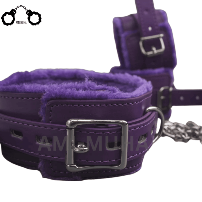 Premium Leather Purple Plus BDSM restraint set