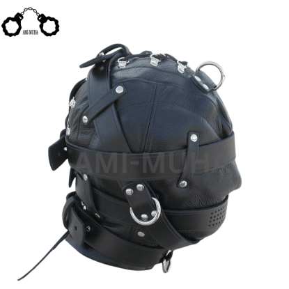 Genuine Leather Hood Sensory Deprivation Mask Bondage BDSM