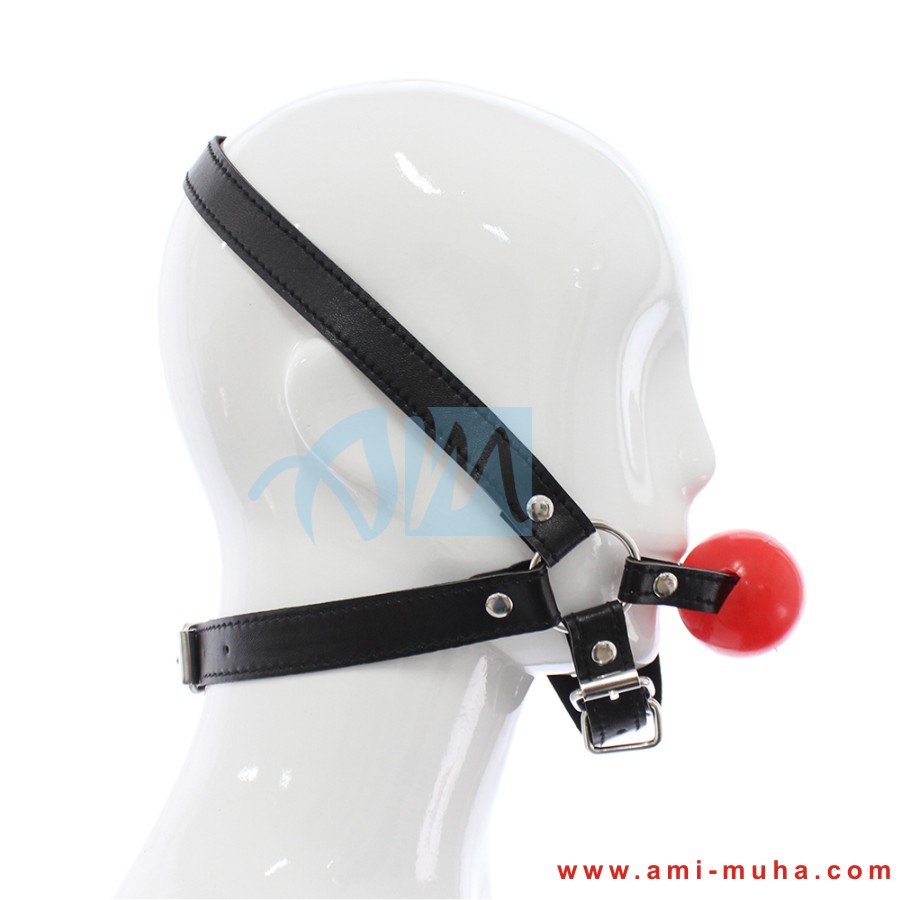 Bondage Leather Head Harness Mouth ball gag - Ami Muha